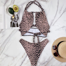 Load image into Gallery viewer, Leopard Print Two Piece Swimsuit
